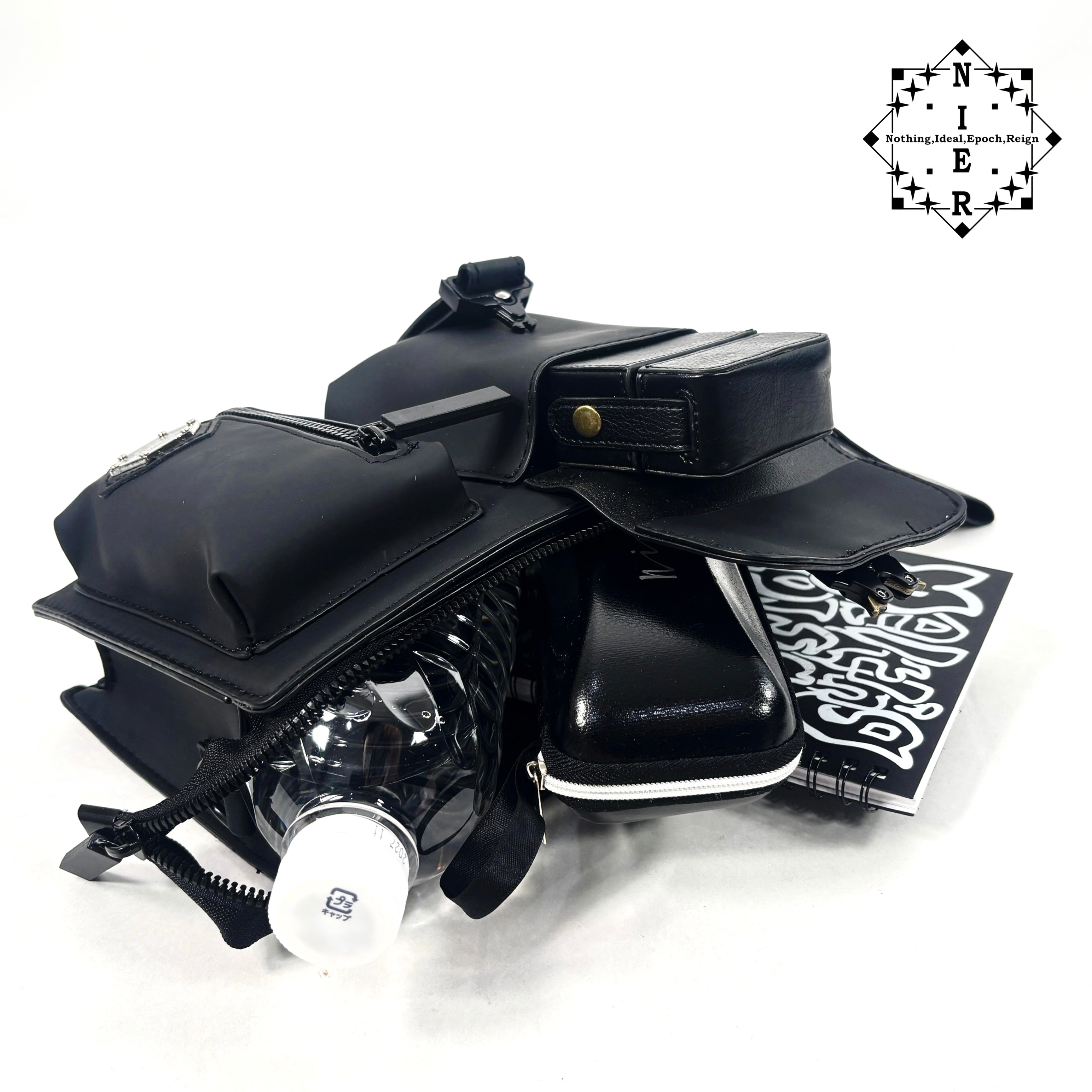 ✷新作争奪✷PRESENT SALE》PU MULTI POCKET SHOULDER BAG【BLACK