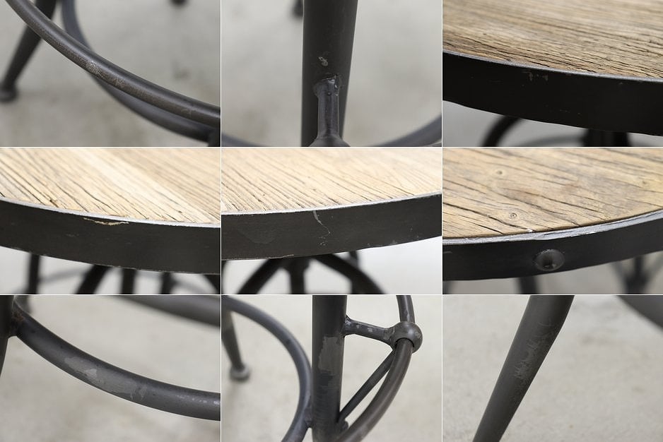 ①美品 クラッシュゲート バッカス ラウンドテーブル 直径65cm 昇降式