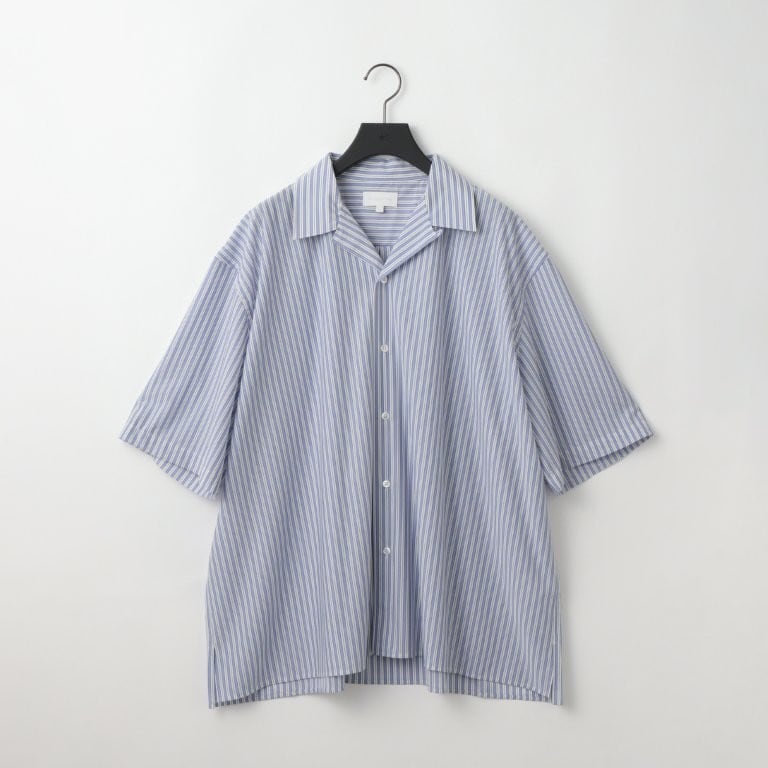 KANEMASA PHIL 46G Stripe Ether Shirt (SAX BLACK) | HUMAN and THINGS
