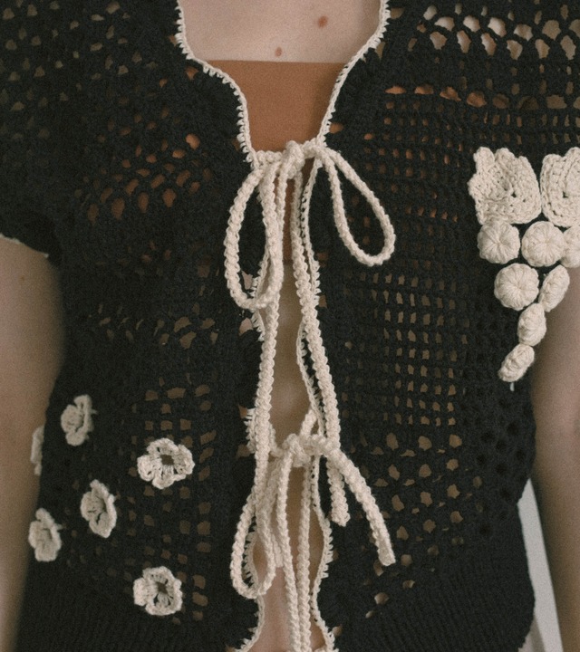Various crochet vest・C/#black