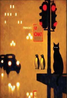 George Bayer "Le Chat and the two penguins" Original