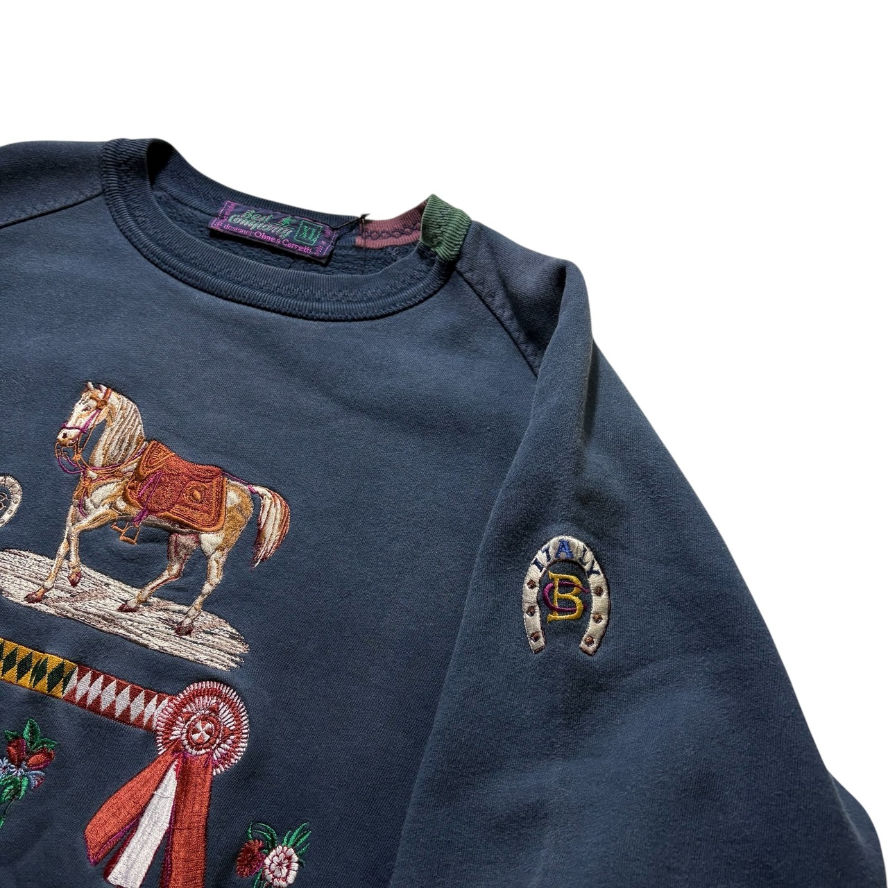 vintage BEST COMPANY horse embroidery sweat shirt