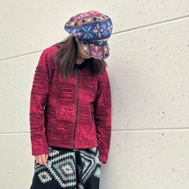 パッチワーク裏起毛パーカー