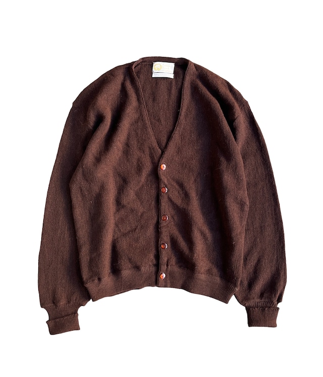 Vintage 60s Alpaca wool knit cardigan -brown/Pebble Beach-