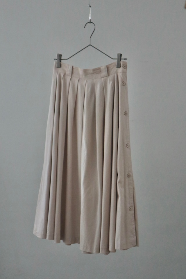 80s-90s Euro side-button  cotton pleats skirt