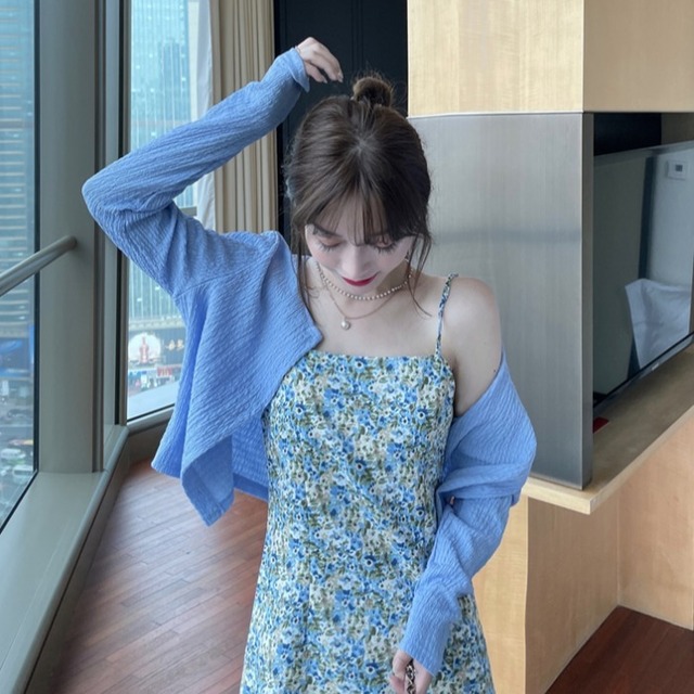 サマースタイルスタンダードフローラルスカート カーディガン レトロ 夏物 花柄 1号婦人44520394306