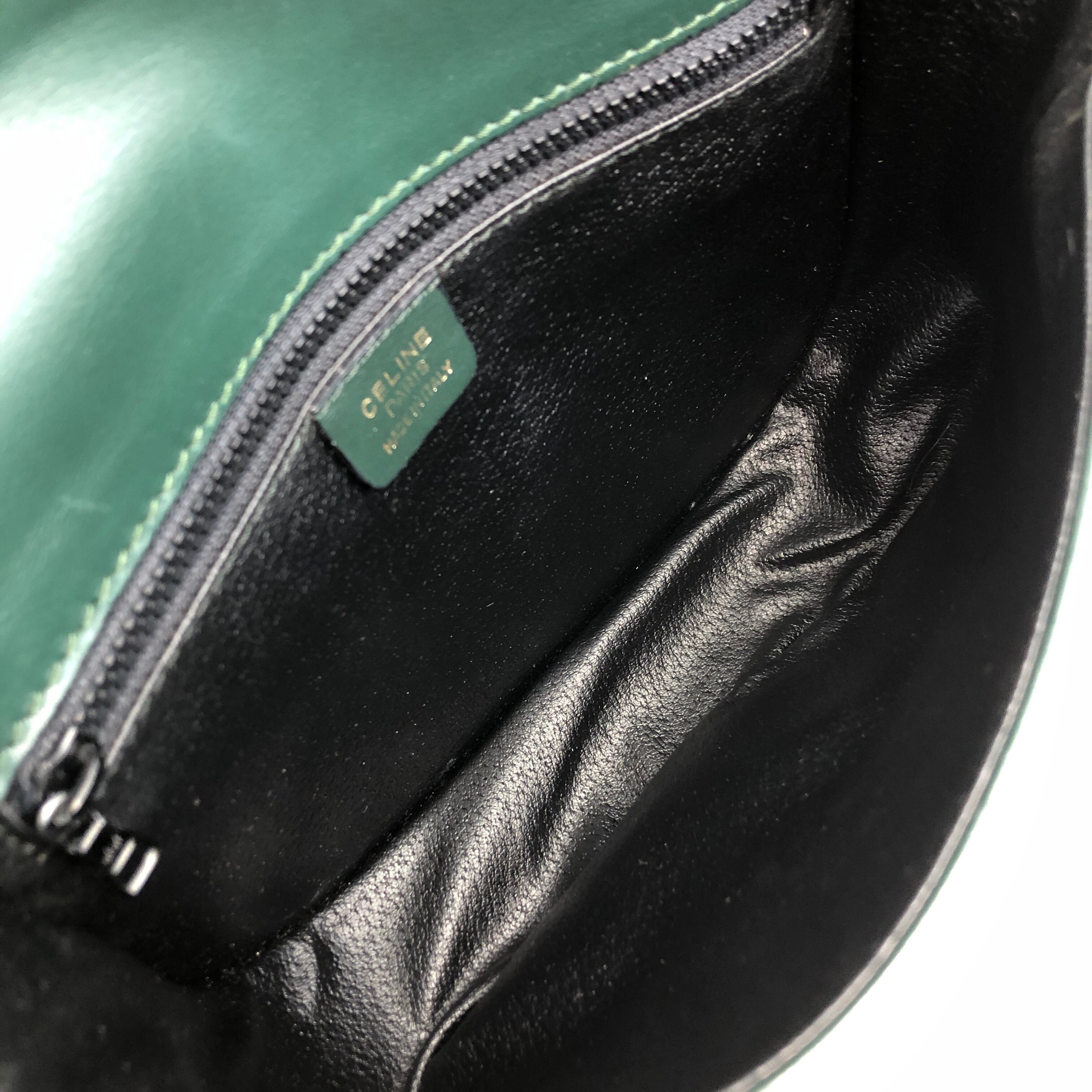 CELINE セリーヌ ショルダーバッグ グリーン ガンチーニ レザー