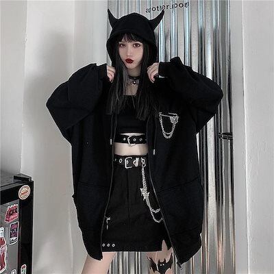 人気 流行 パーカー 秋新作 パーカー コート 秋冬 悪魔 裏起毛 病