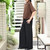 design wave pleats wide pants black
