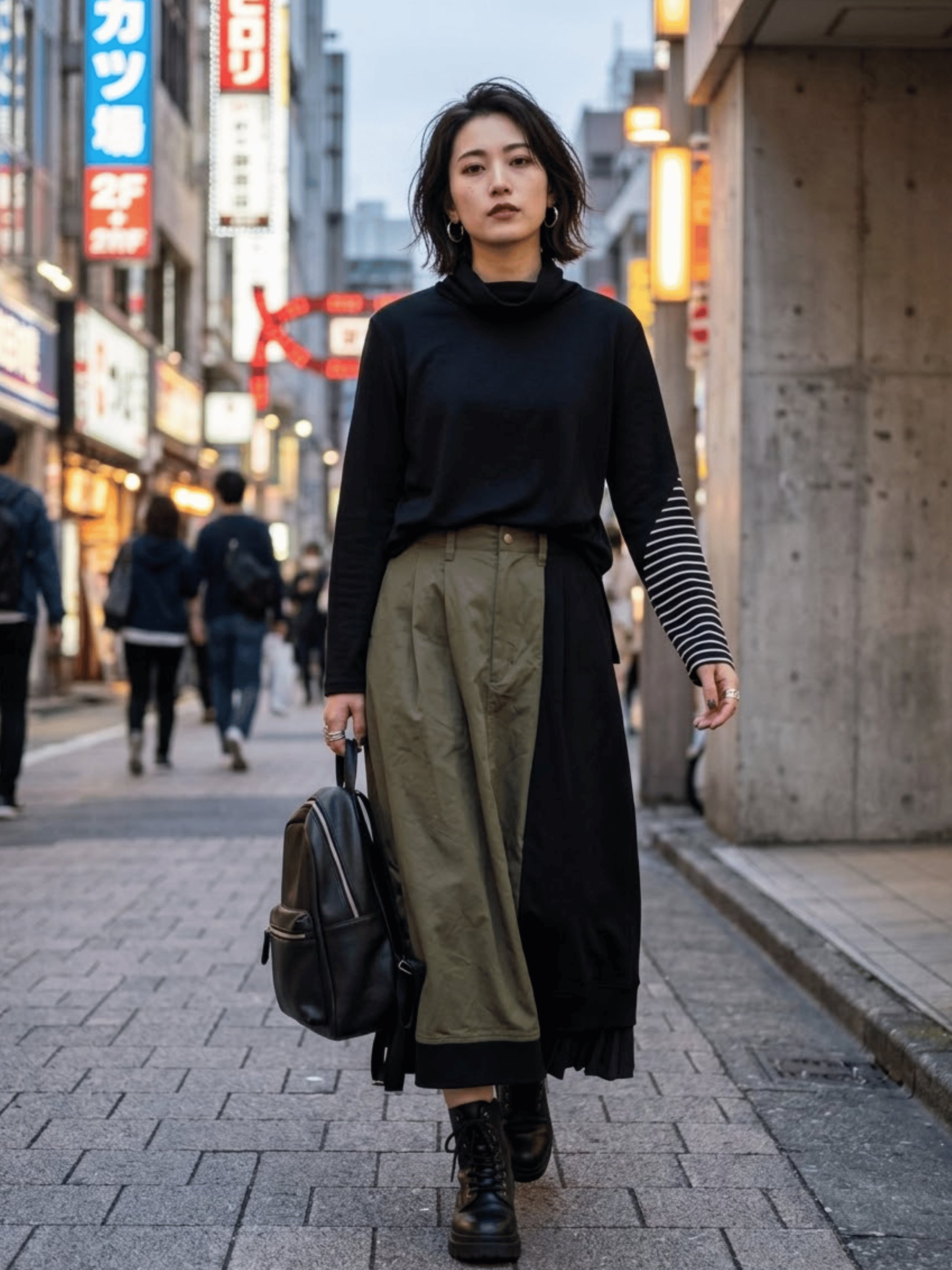 サンプル品 バルーンスカートとタートルネックシングルカットソーの特別コラボ