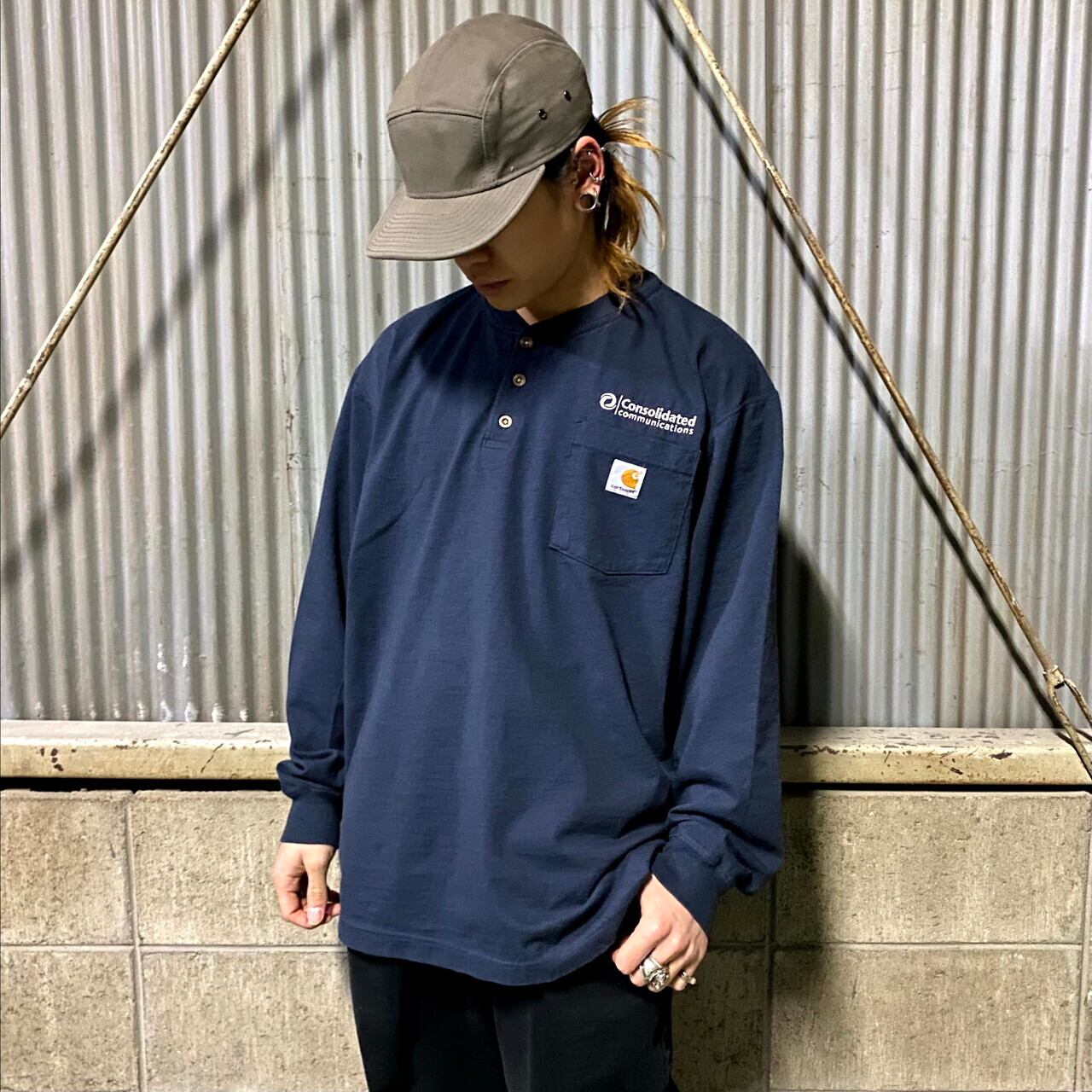 カーハート Carhartt ORIGINAL FIT ヘンリーネック 半袖 ワンポイントロゴポケットTシャツ メンズXXL /eaa322609