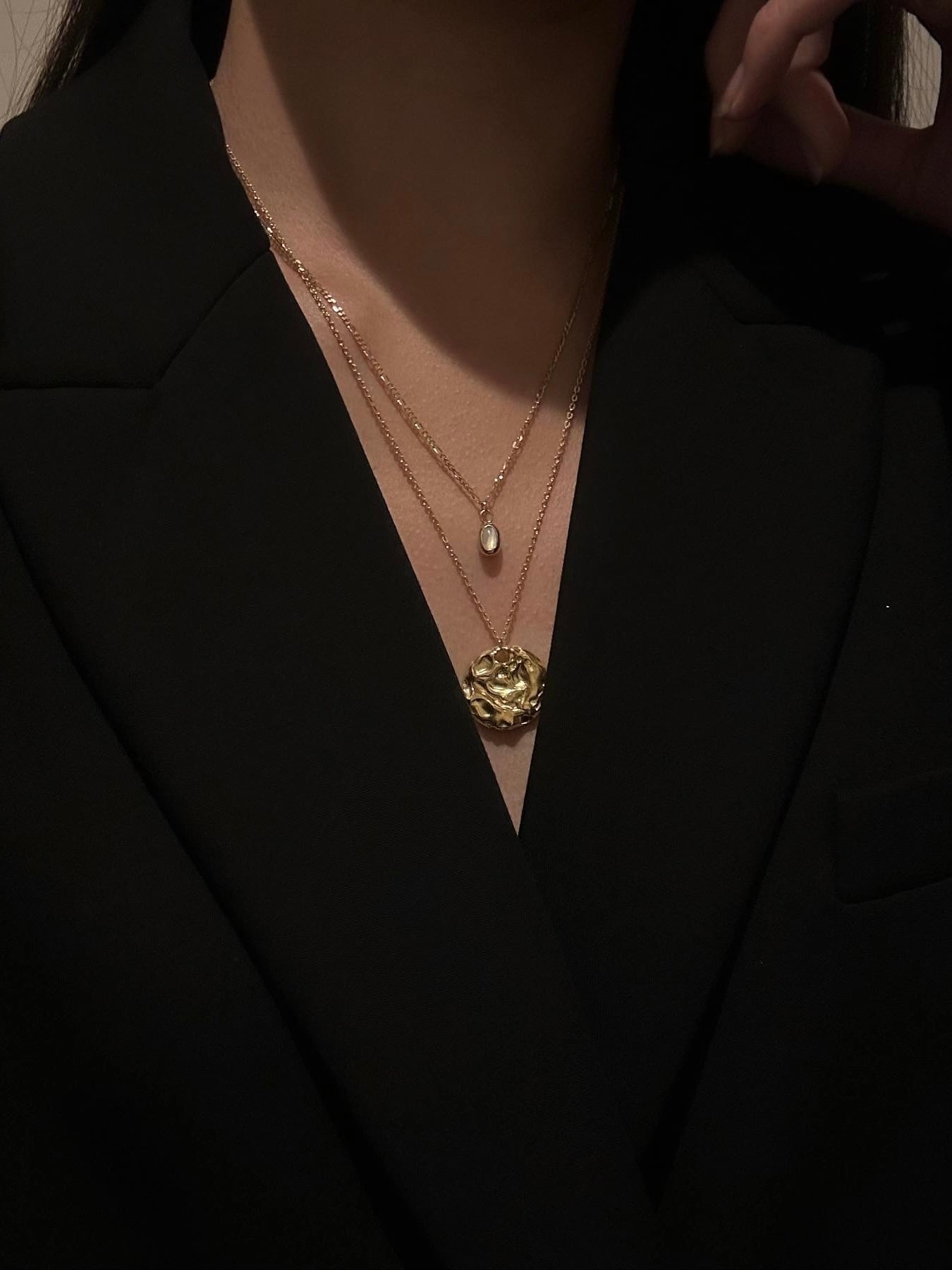 mini gemstone necklace  gold