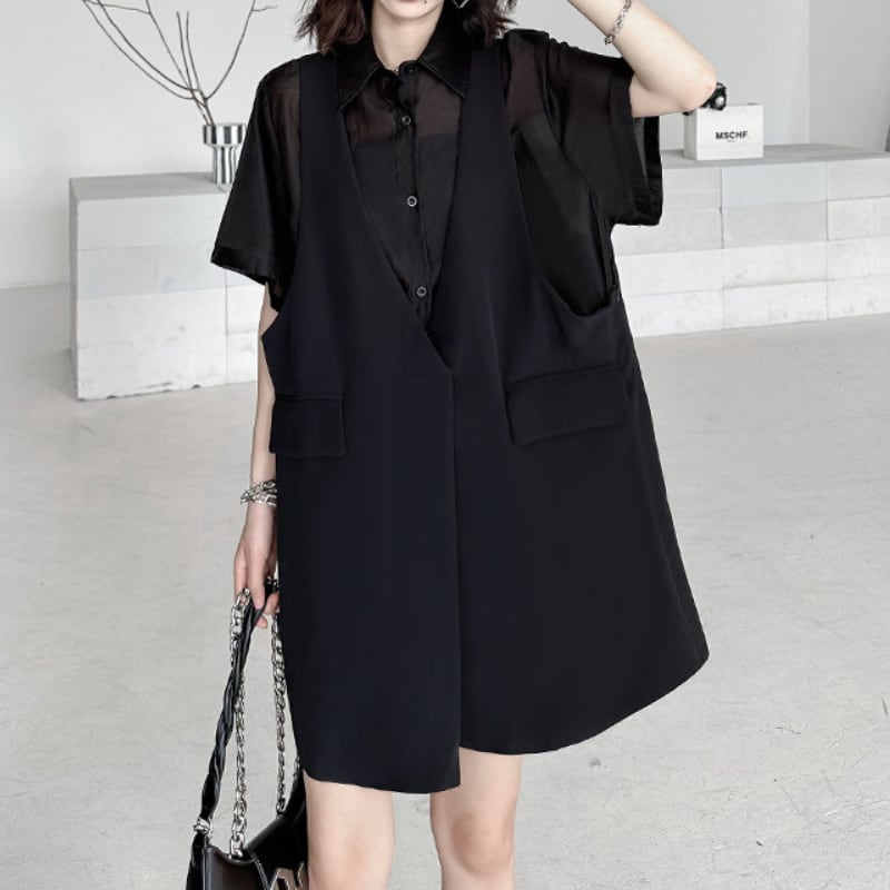 シアーシャツドッキングワンピース ON0694