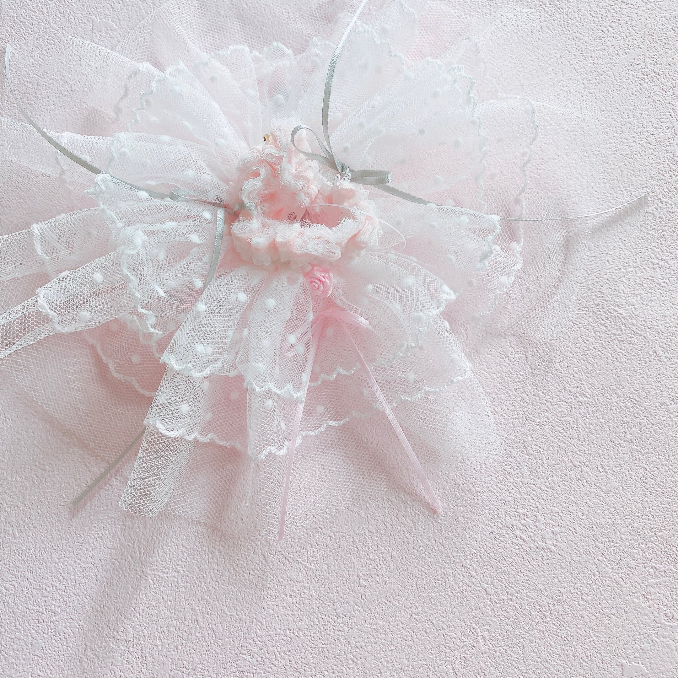 モネ少女　Big シュシュ　ピンクとグレー