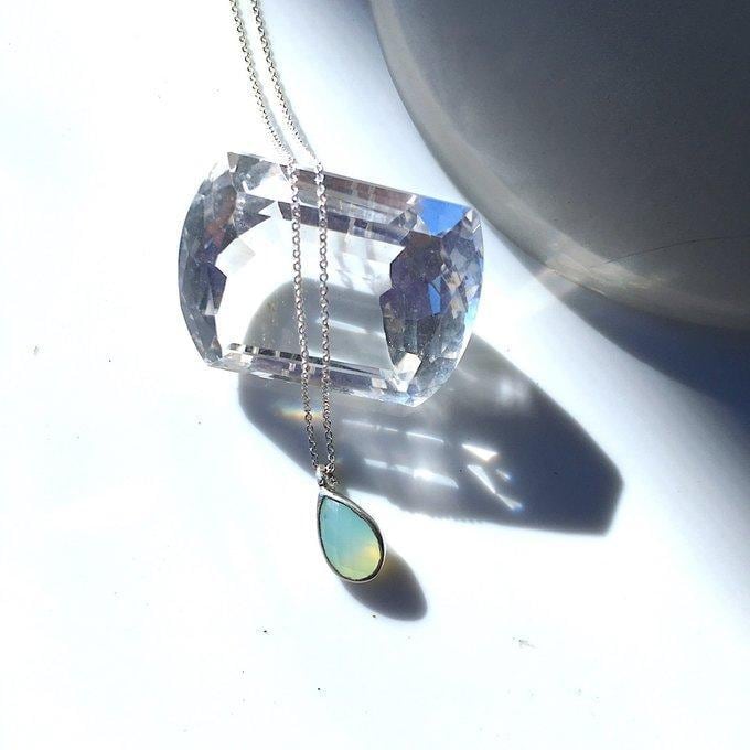 【一点物】✦SV925✦⋆.·澄み渡る空色の癒しブルーカルセドニーのドロップシェイプネックレス*アクセサリー⋆.·✦