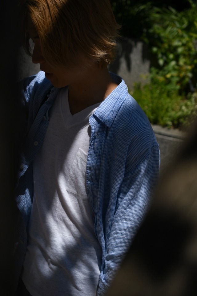 ensou. / Rough Cut Shirt (Pale Blue Gingham)