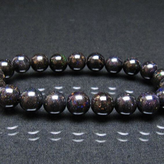 ブラックオパール ブレスレット 10mm 一点物 おまかせ便 111-37965