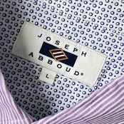 リネン混 JOSEPH ABBOUD ジョセフ アブード ストライプ BD ボタンダウン 半袖シャツ L/パープル メンズ