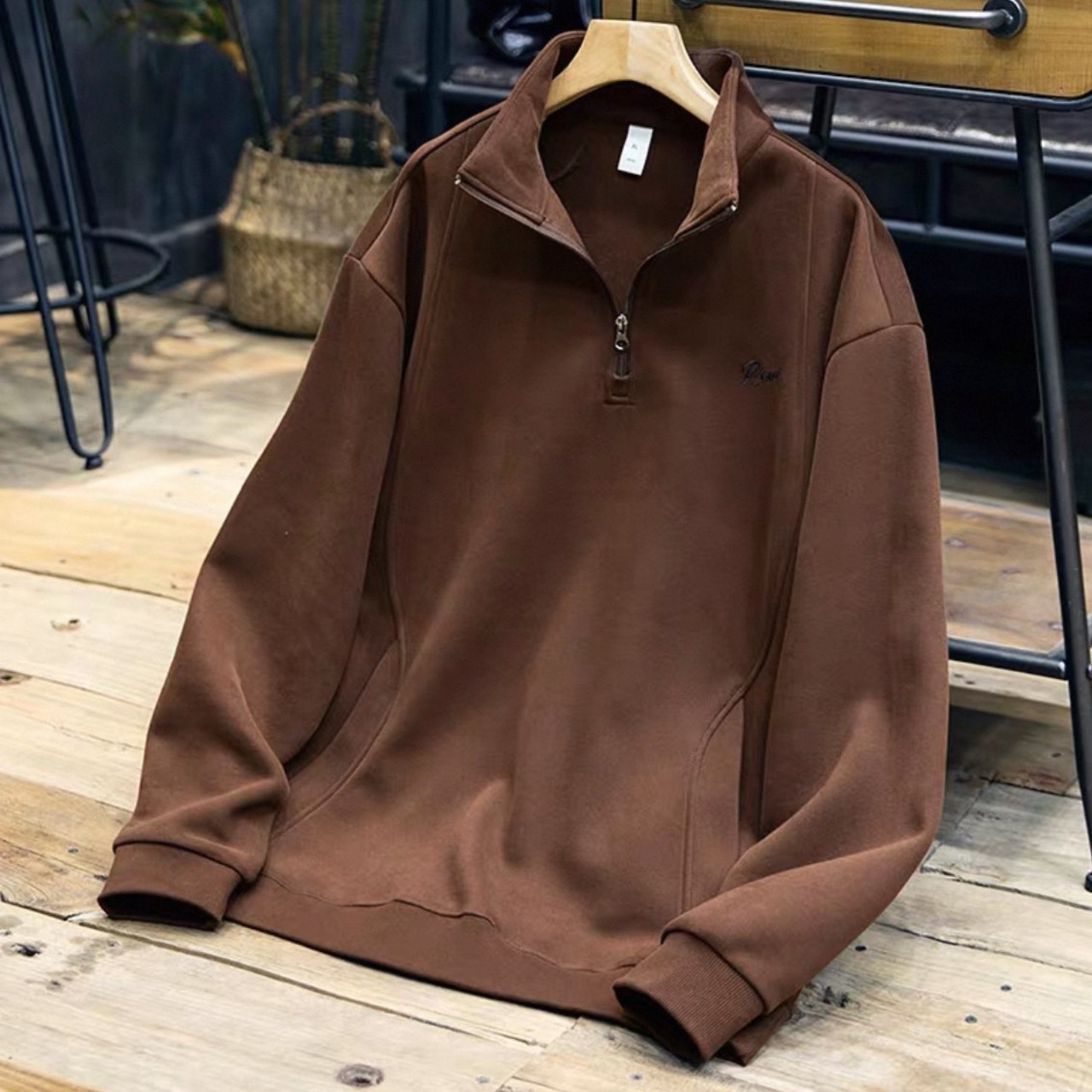 Stand collar zip pullover 1528 - 9