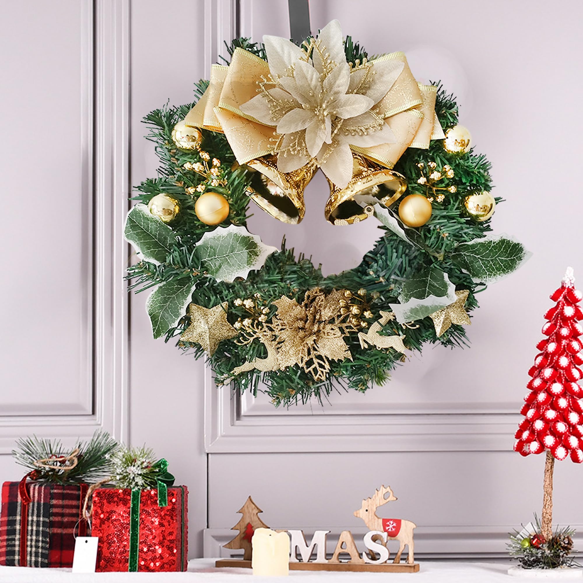 Bacucine クリスマスリース クリスマス 飾り 直径30cm 壁掛け リース