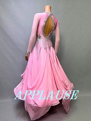 【新着】社交ダンス ドレス　スタンダード　モダンドレス　ST-25-1　ピンク　M   デモ・競技用ドレス　発表会衣装　パーティドレス　ワンピース　舞台衣装