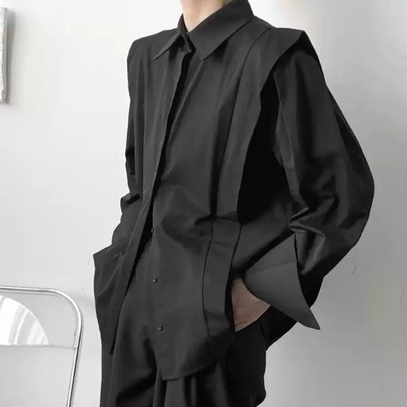 モードデザイン ショルダーラインシャツ 2color MTO0206