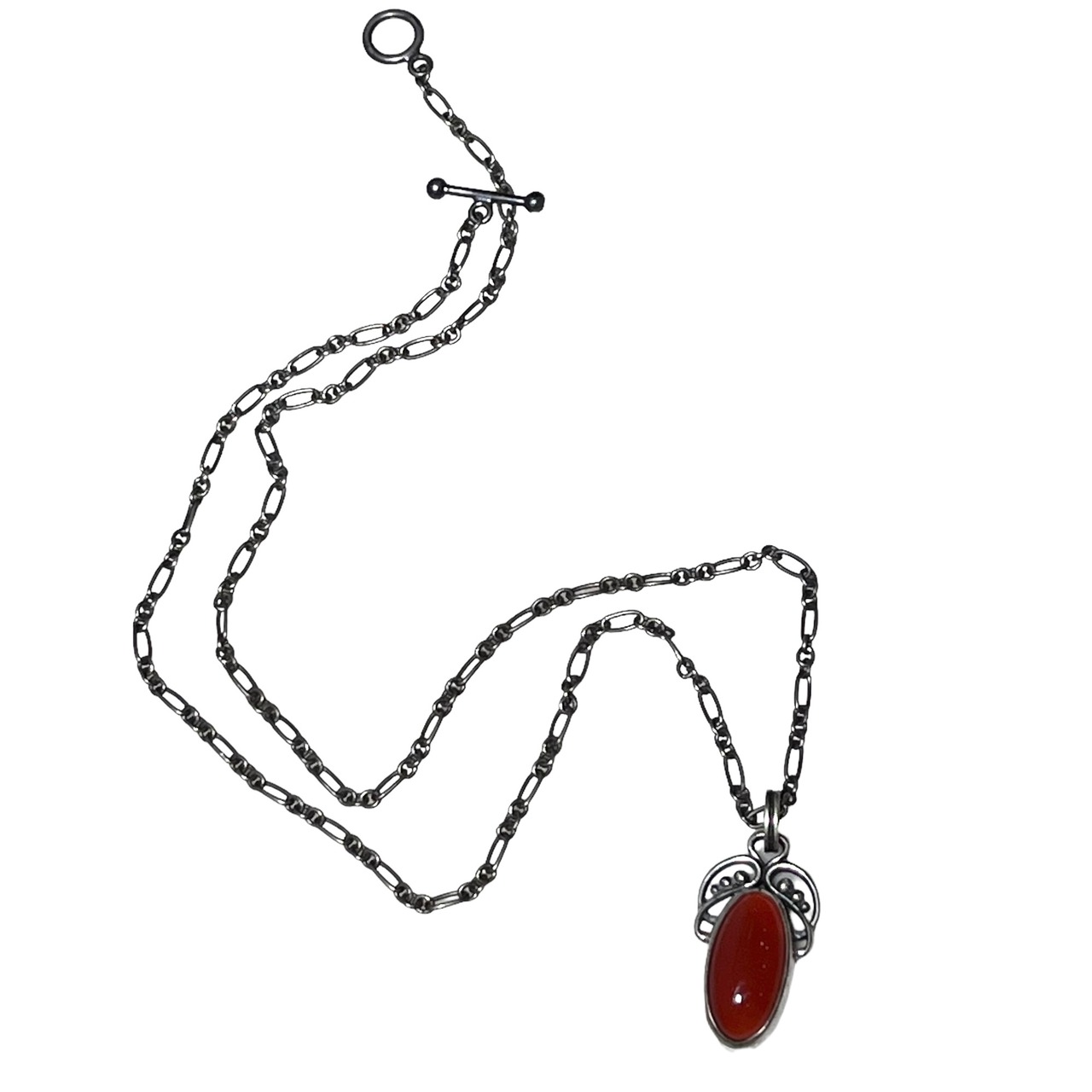 2005's GEORG JENSEN year pendant necklace set with carnelian