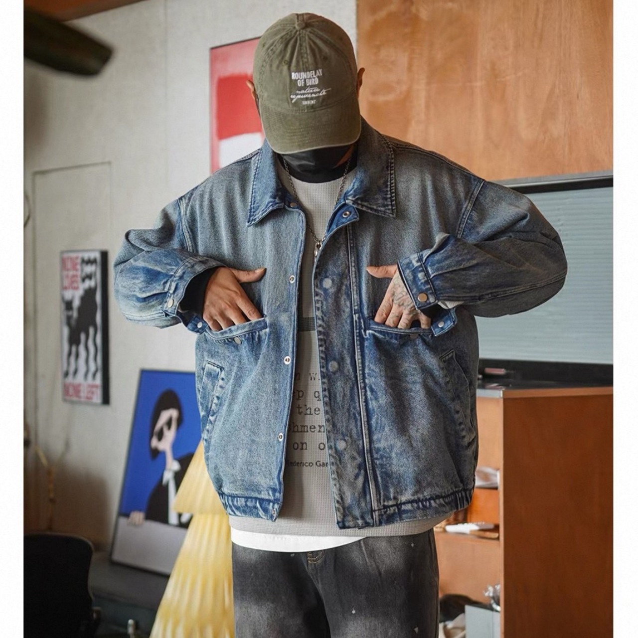 Vintage wash denim jacket 1224 - 3