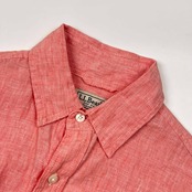 90s リネン100% L.L.Bean エルエルビーン 長袖シャツ S-REG/ピンク メンズ ビンテージ