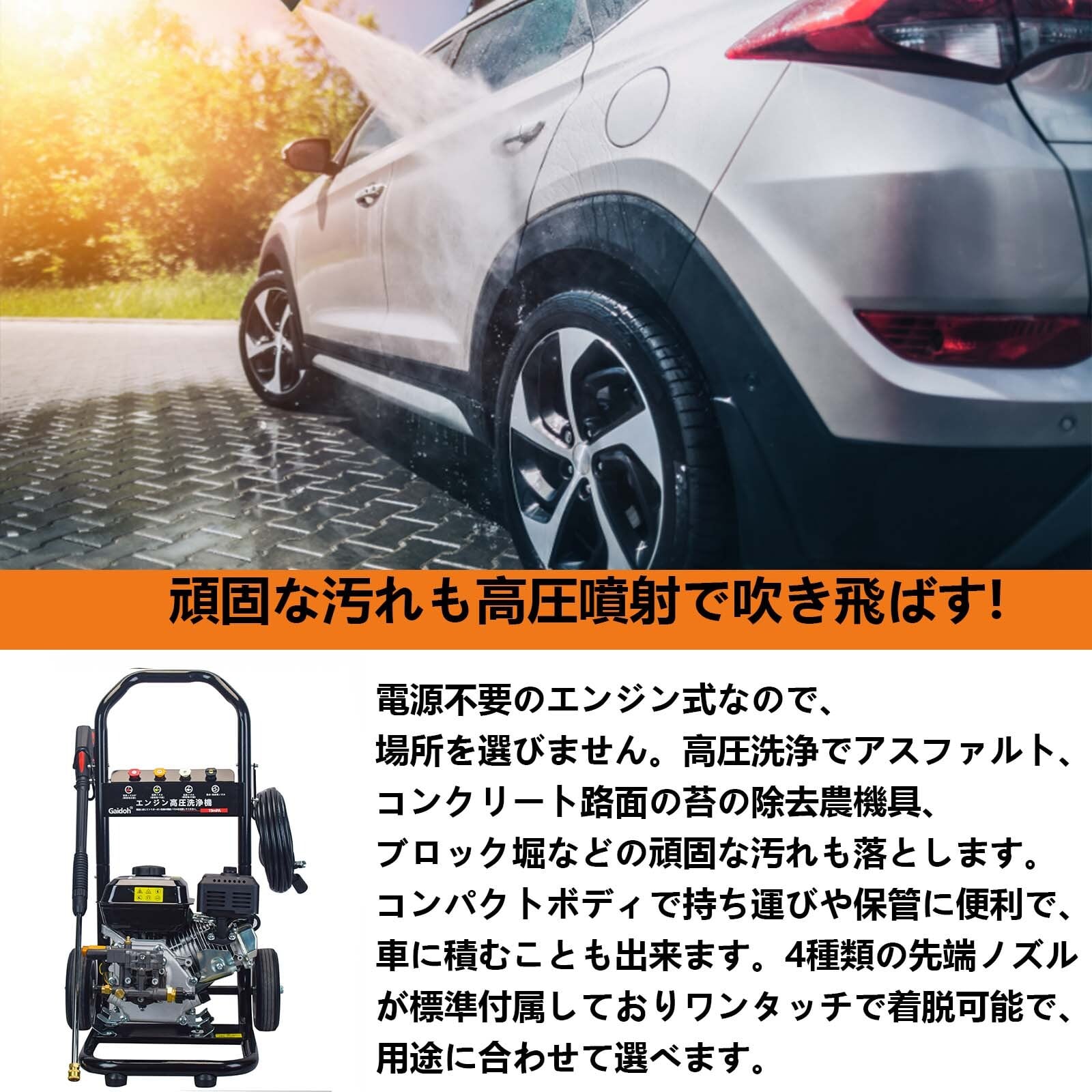 GI19MPA】【SET】高圧洗浄機エンジン式 最大出力19Mpa | Gaidoh