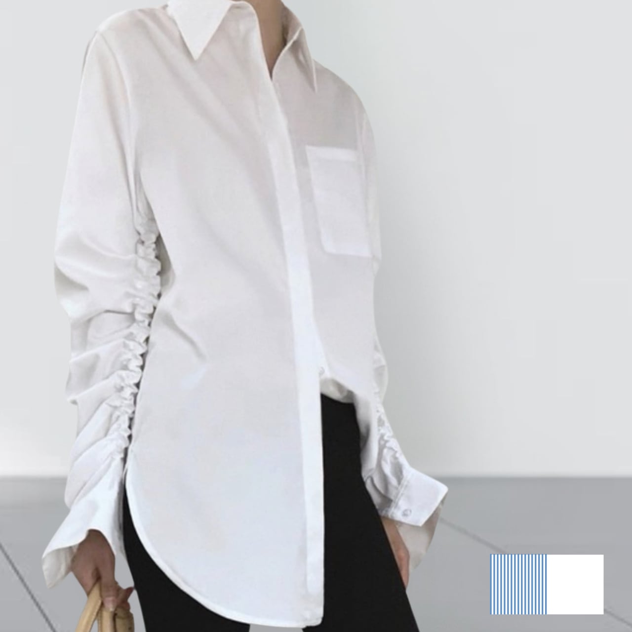 ギャザースリーブシャツ【2col】 0427