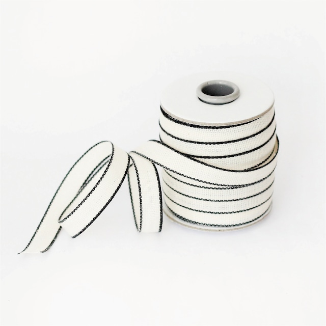 Drittofilo cotton ribbon | spool of 20 yards　Natural/Black【Studio Carta】/コットンリボン  スタジオカルタ