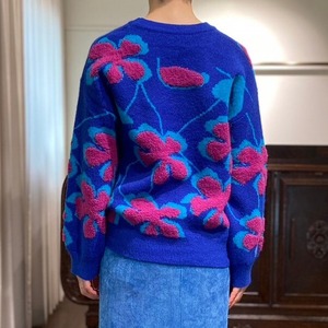flower knit blue