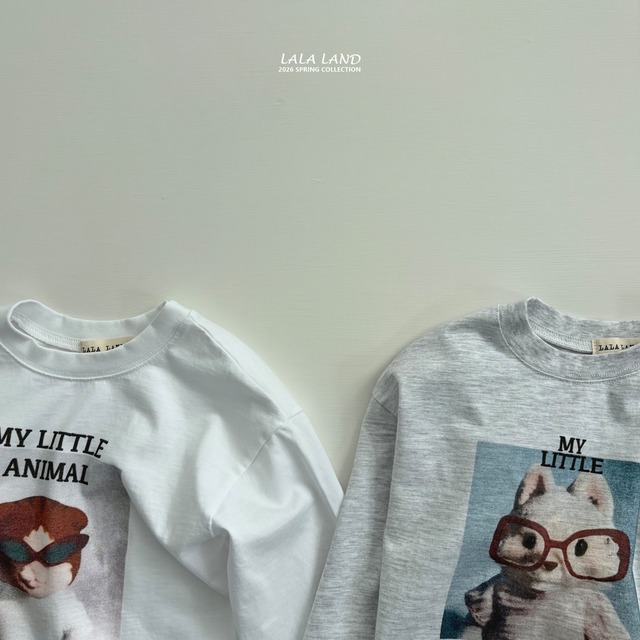 [即納L]≪LALALAND≫Animal T white melange (kids)134