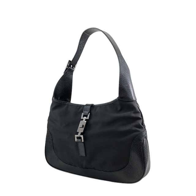 GUCCI グッチ ジャッキーライン ショルダーバッグ ブラック ナイロン レザー セミショルダーバッグ vintage ヴィンテージ オールド bce64k