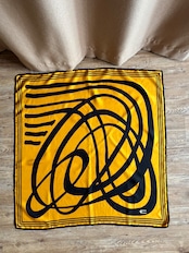 yellow & black abstract silk scarf-5152-8