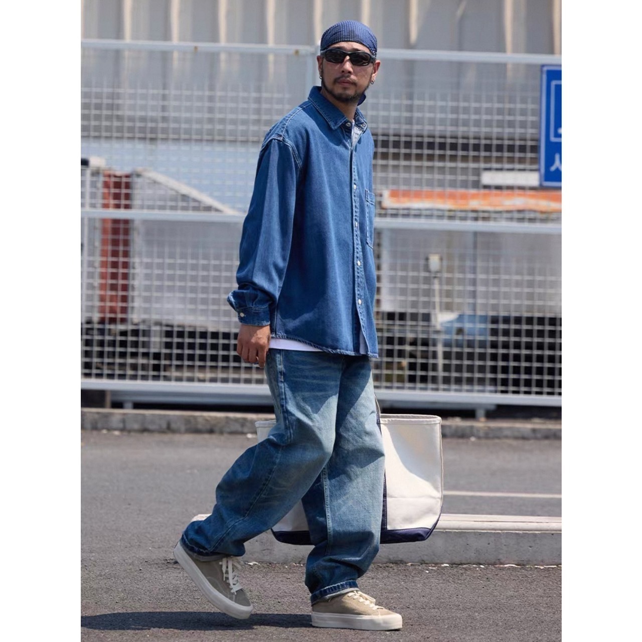 Wide straight vintage denim pants 1055 - 8