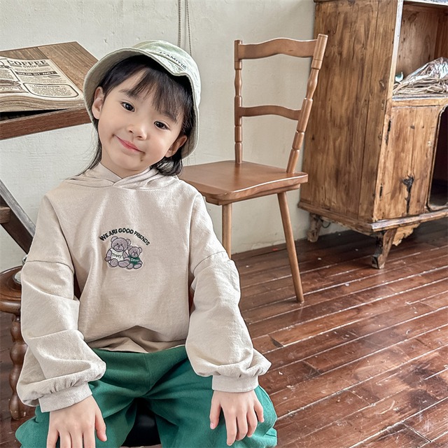 《取寄》 クマさん刺繍フーディー （全２色） ADBB 韓国子供服 テディベア