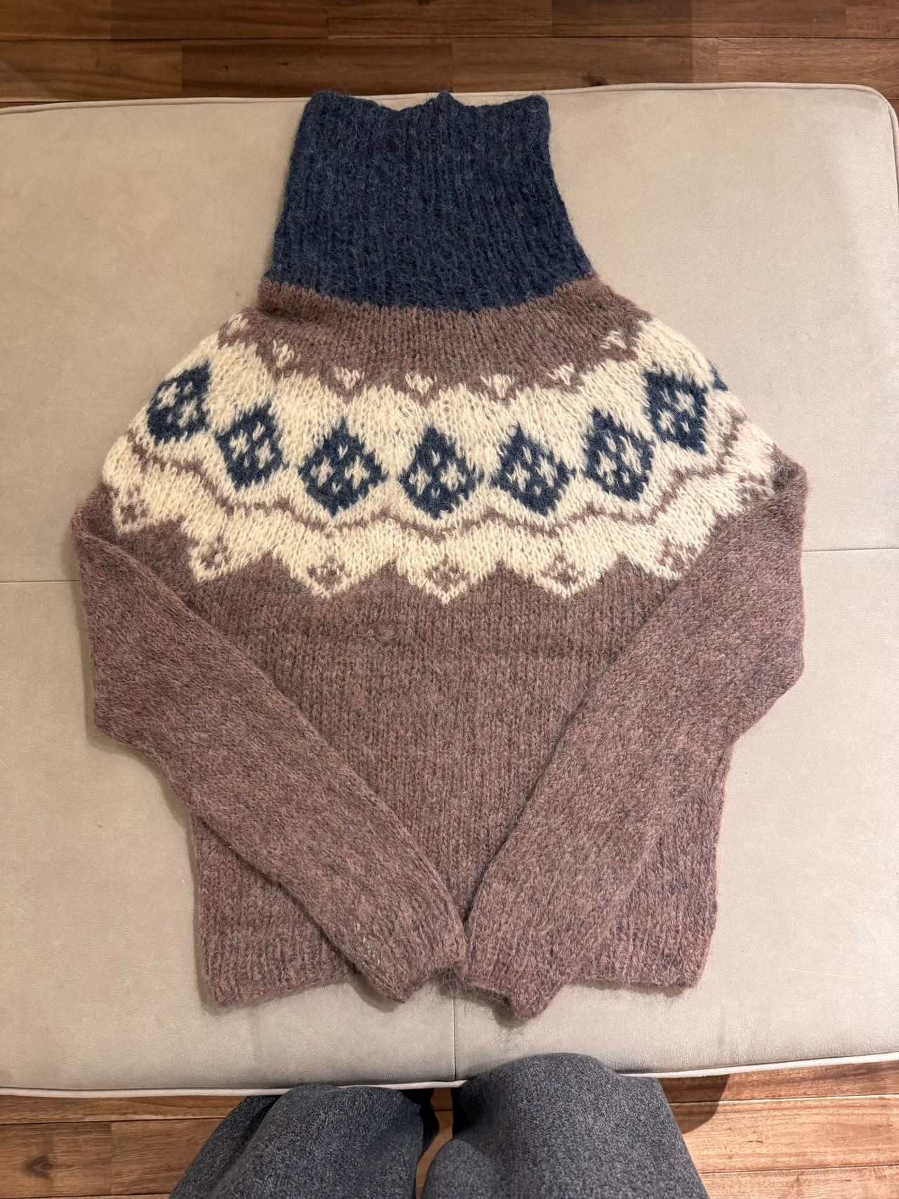 Handmade Nordic Pattern Mohair High Neck Sweater