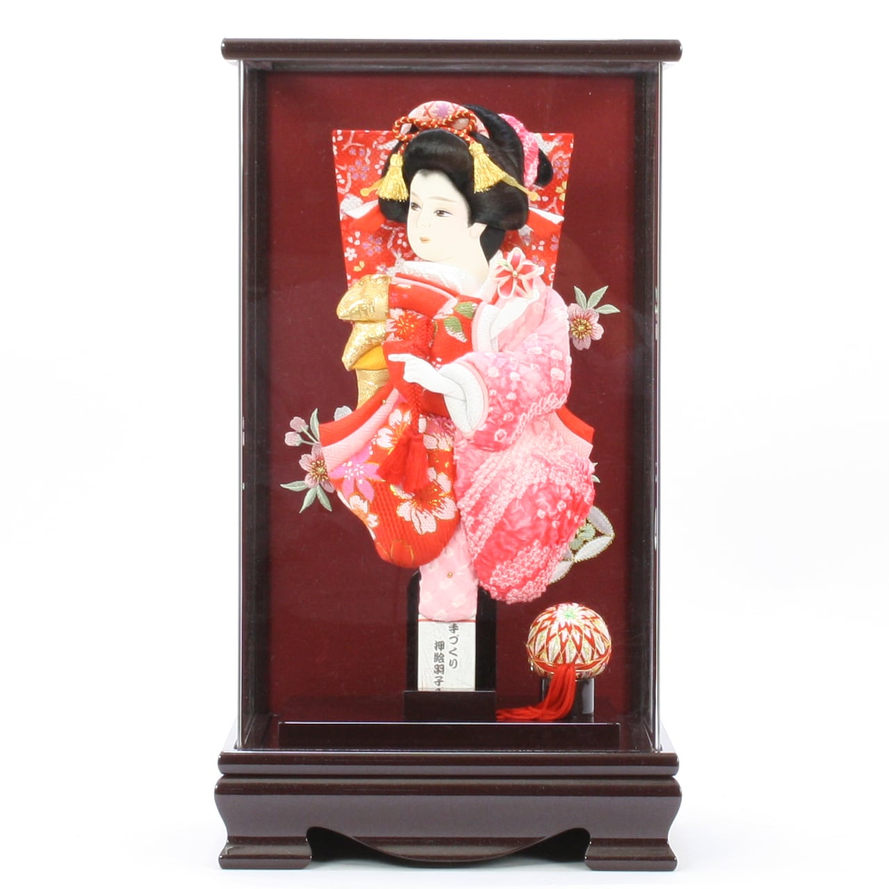 羽子板飾り《商品コード》10310-0128 振袖金襴 かのこ ピンクボカシ