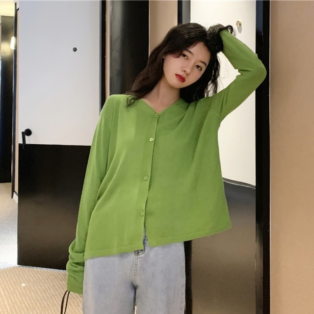 セーター ジャケット スプリングルーズスタイルニットカーディガンレディース 春物 YY-ファッション38199882682