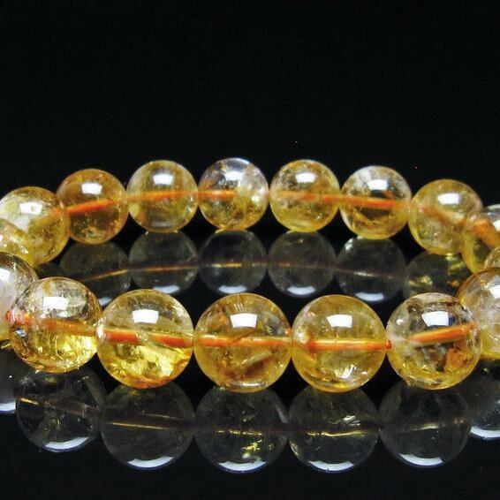 シトリン ブレスレット 虹入り 12mm シトリンクォーツ ブレス メール便可 一点物 111-50452
