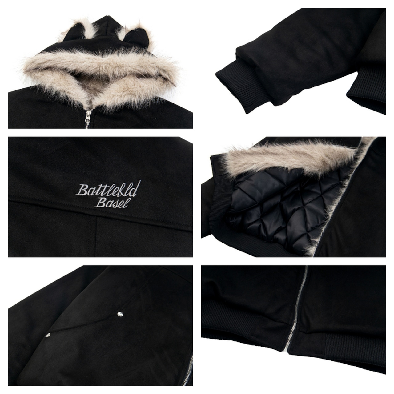 【暖かさUP】ストリート 熊耳ファー中綿ジャケット T1971