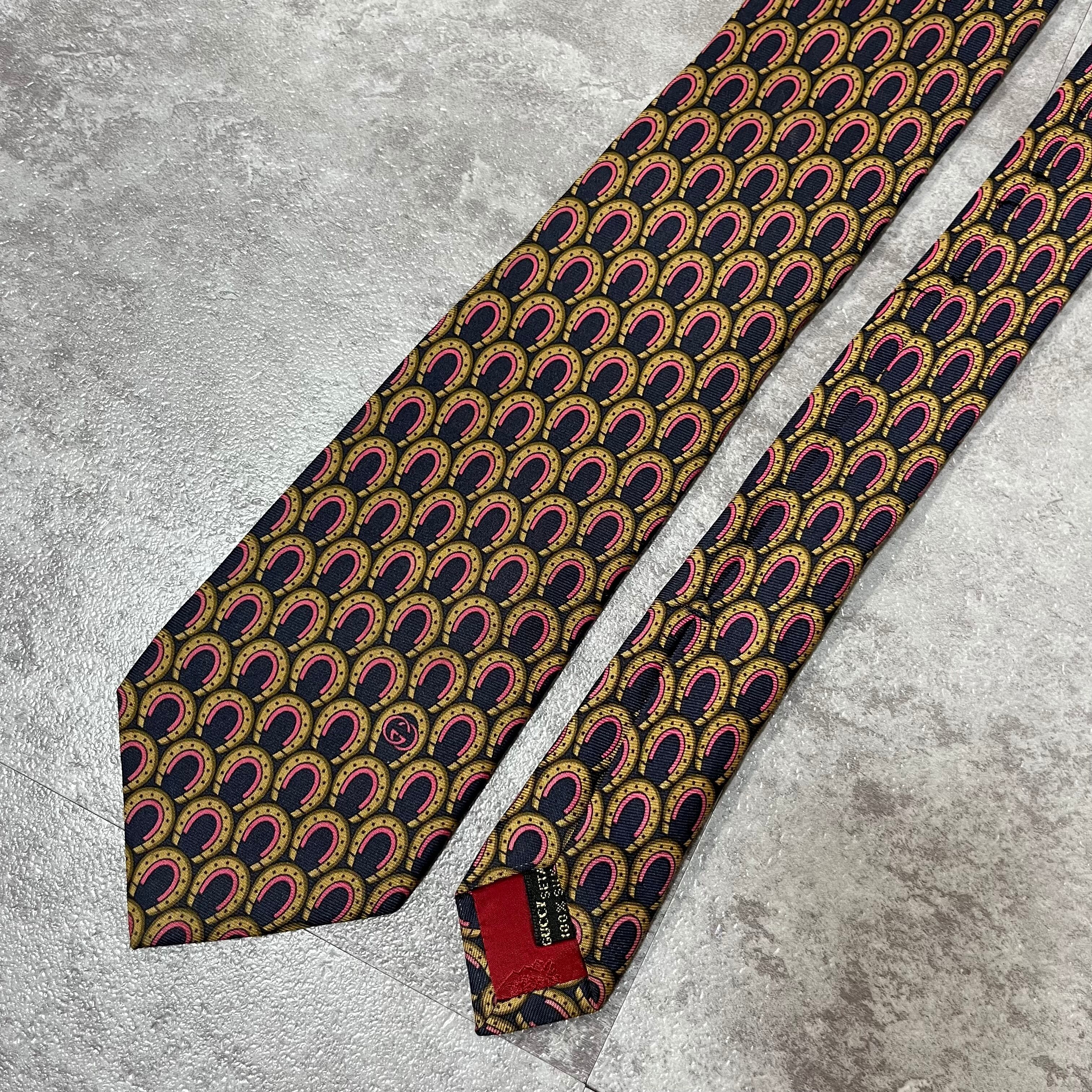 GUCCI】馬蹄柄ネクタイ ネイビー オールドグッチ | 古着屋lunicネクタイ店