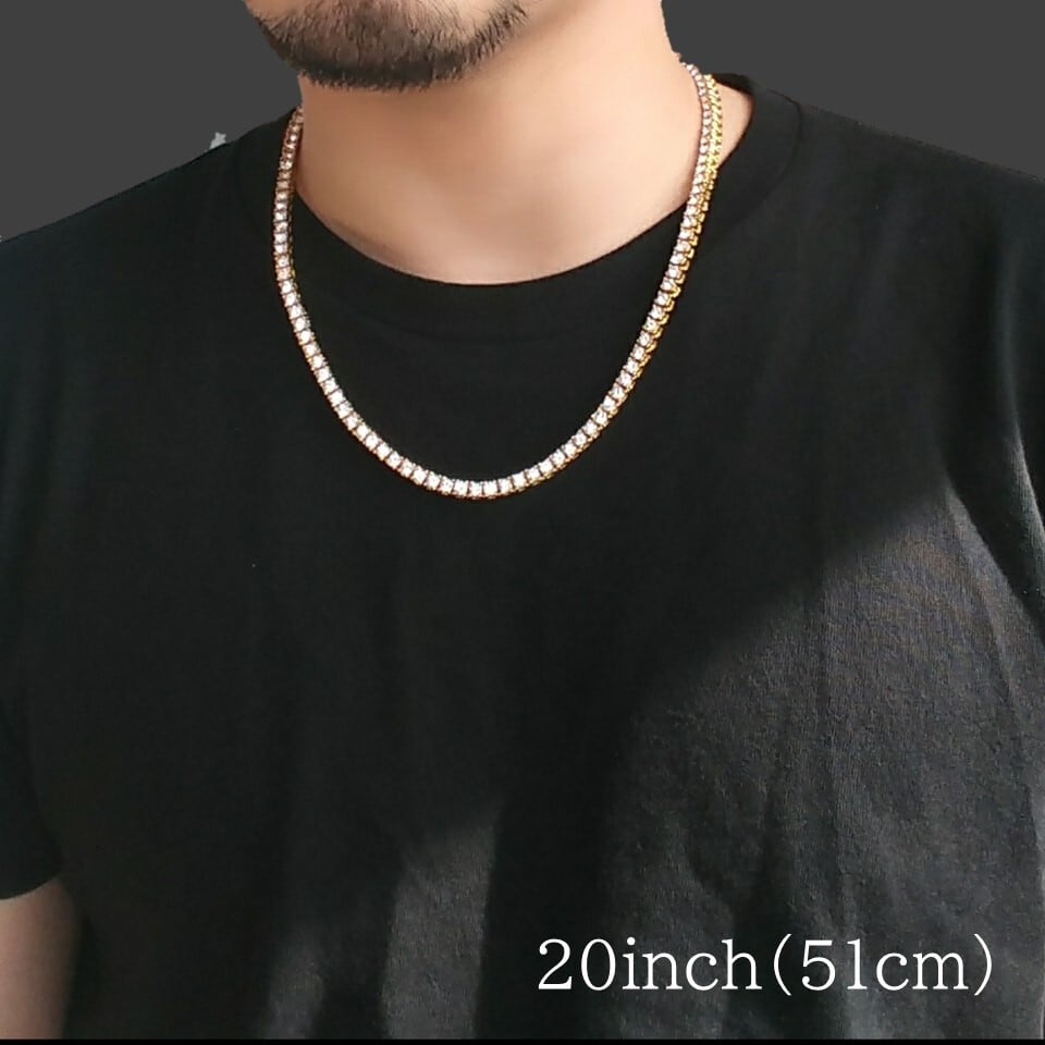 CZダイヤ 幅3ｍｍ テニスチェーン 18k ネックレス テニスネックレス キュービックジルコニア ジルコニア チェーン チェーンネックレス  ヒップホップ HIPHOP B系 ブリンブリン ストリート ストリート系 ジュエリー アクセサリー メンズ レディース ゴールド 金 金色 gold  ...