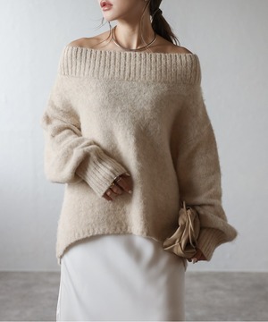 アルパカタッチオフショルニット【t-11113】.