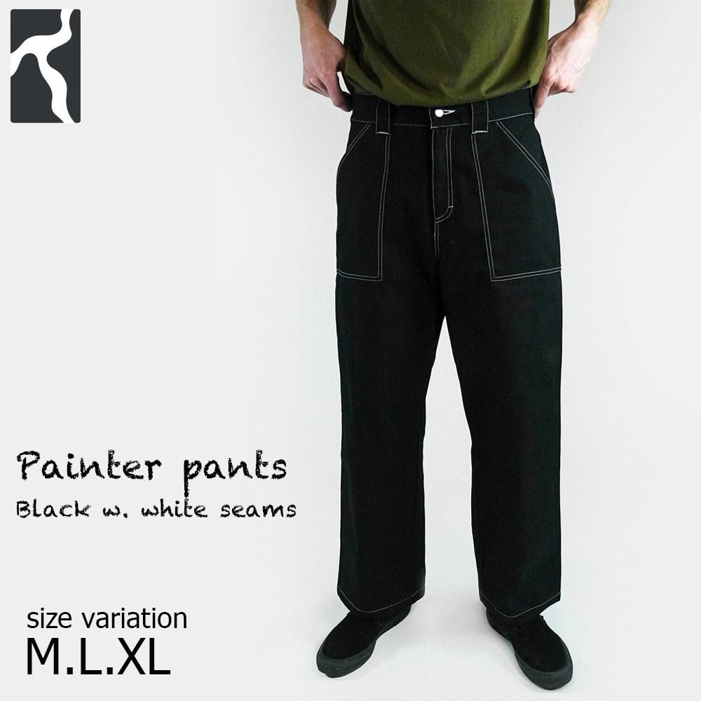 POETIC COLLECTIVE PAINTER PANTS BLACK/WHITE ポエティック