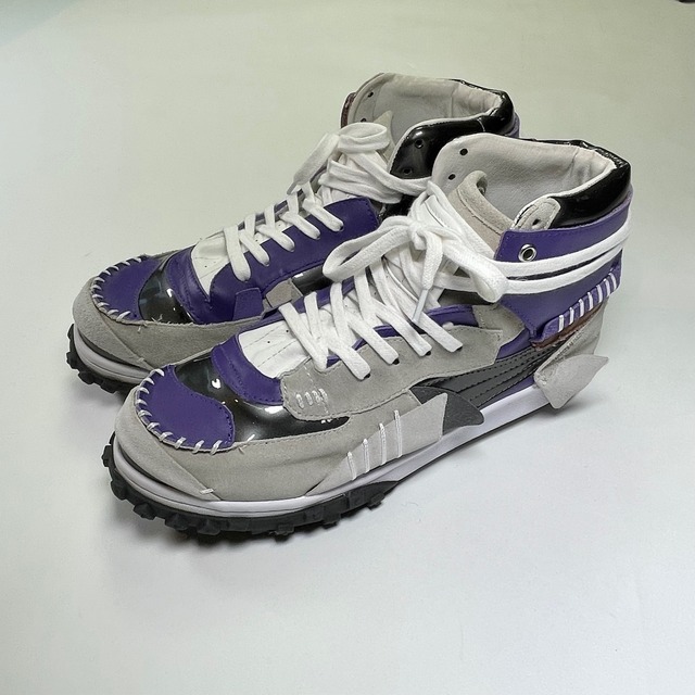 【kolor】PATCH WORK MIDDLE CUT SNEAKERS_GRAY×PURPLE