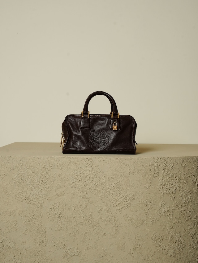 LOEWE ロエベ ダークブラウン アマソナ28 ゴールド金具 ハンドバッグ