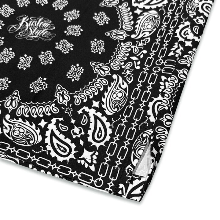 KUSTOMSTYLE -NORM BANDANA- OPEN COLLAR S/S SHIRTS (BLACK